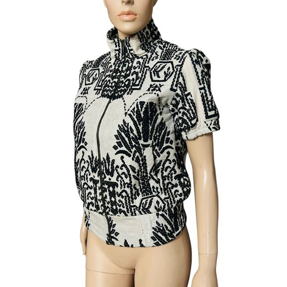 Wardrobe of Dreams Shiva Bomber Jacket Black and White Size S 100% Cotton - Picture 9 of 13